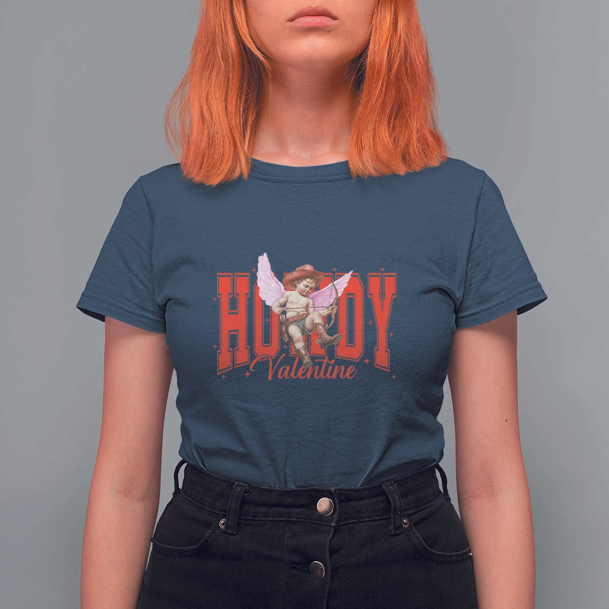 Funny Howdy Valentine T Shirt For Women Valentine's Day Western Cowboy Cupid