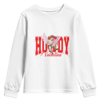 Funny Howdy Valentine Youth Sweatshirt Valentine's Day Western Cowboy Cupid