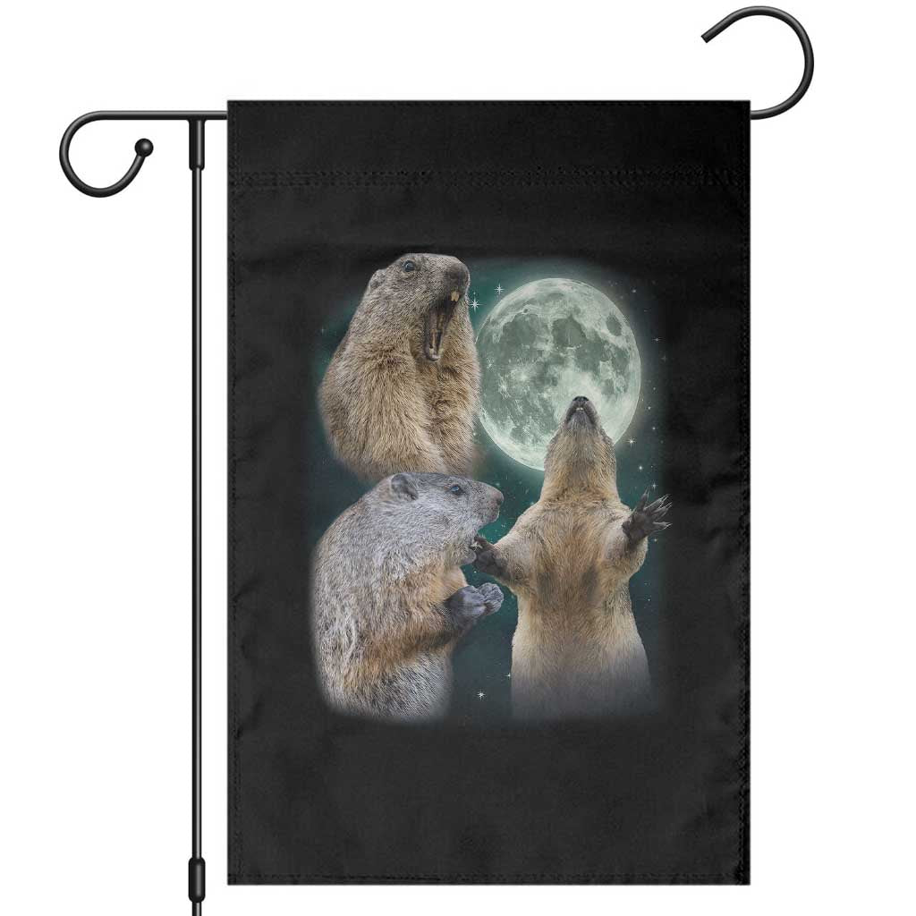 Funny Three Groundhog Moon Groundhog Day Meme Garden Flag - Wonder Print Shop
