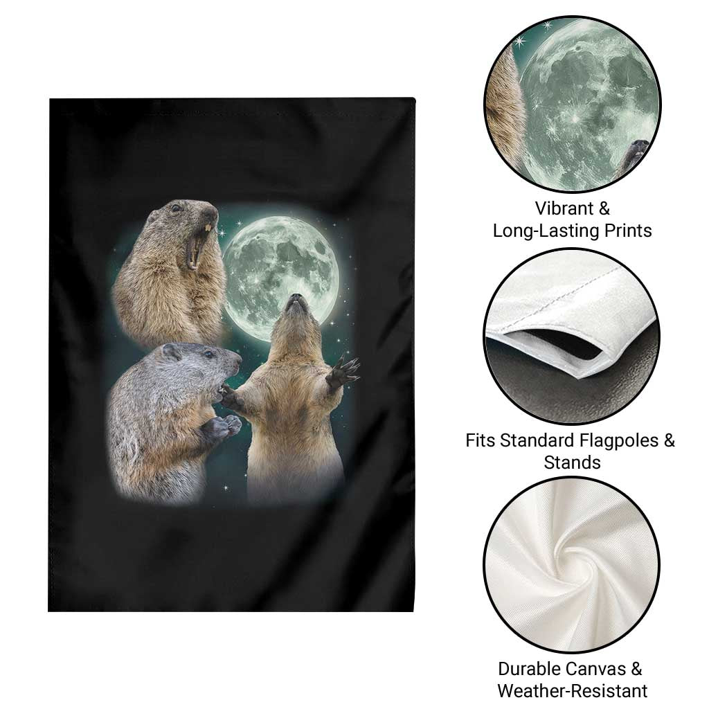 Funny Three Groundhog Moon Groundhog Day Meme Garden Flag - Wonder Print Shop