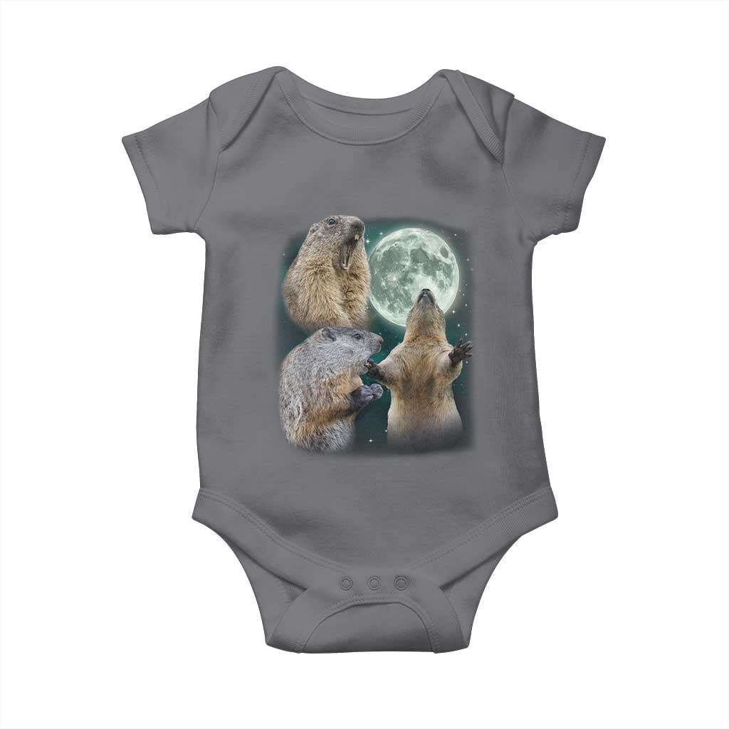 Funny Three Groundhog Moon Groundhog Day Meme Baby Onesie - Wonder Print Shop