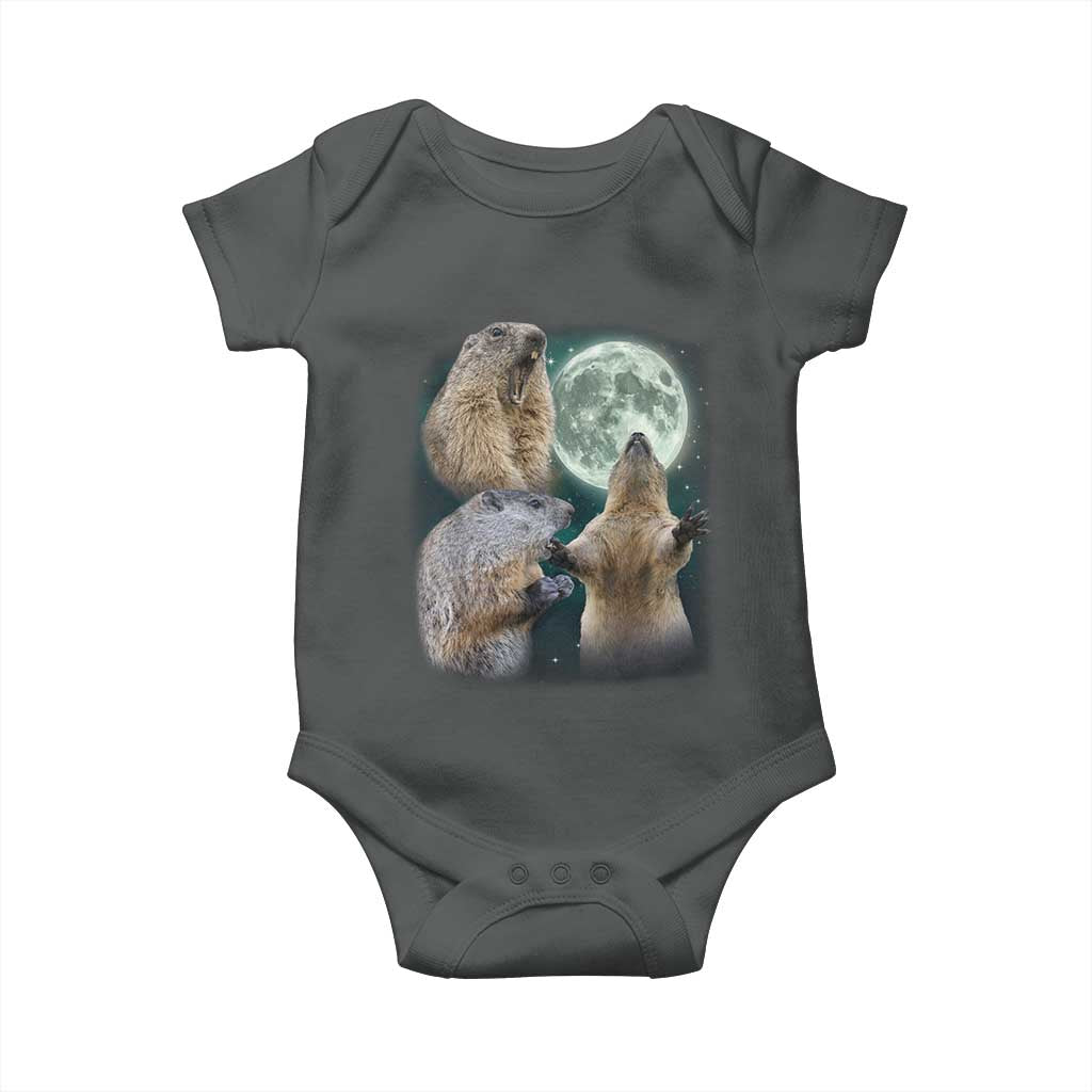 Funny Three Groundhog Moon Groundhog Day Meme Baby Onesie - Wonder Print Shop
