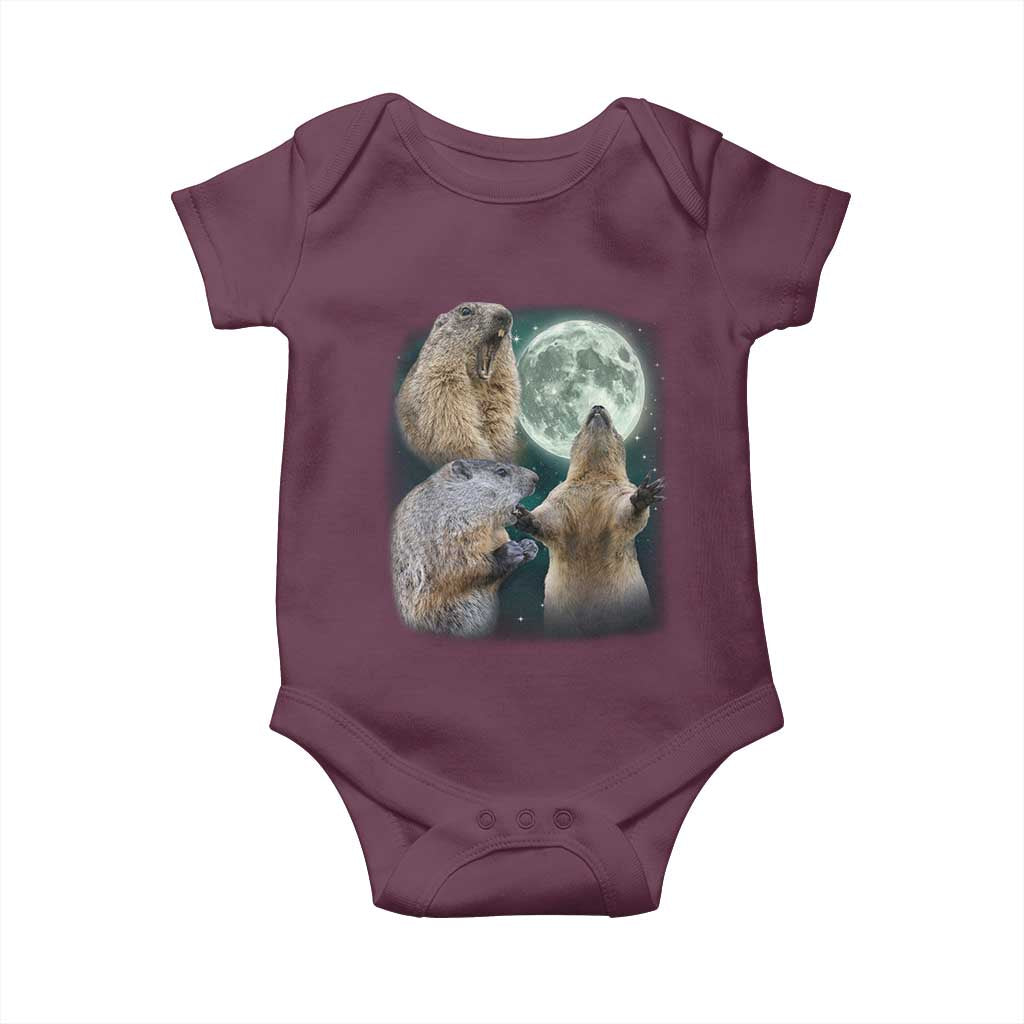 Funny Three Groundhog Moon Groundhog Day Meme Baby Onesie - Wonder Print Shop