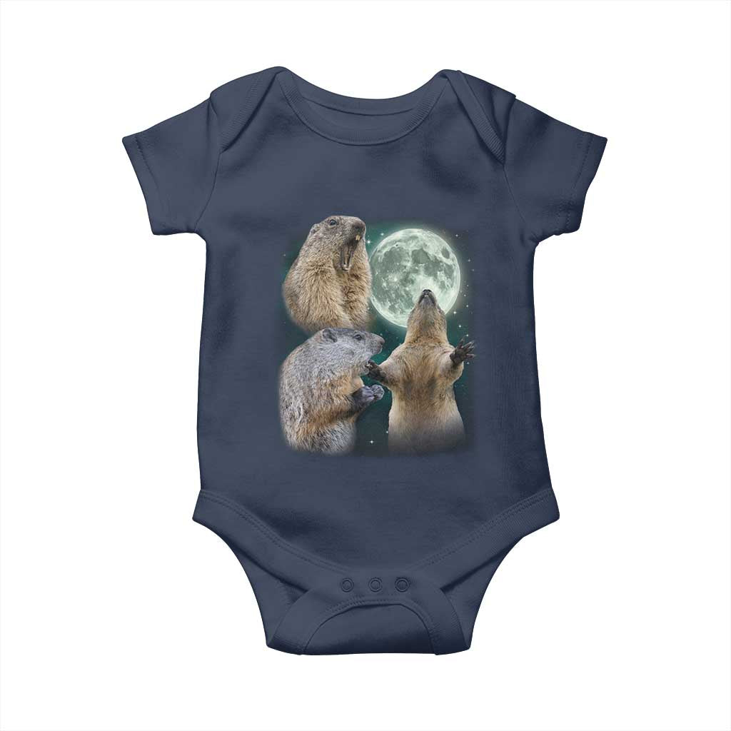 Funny Three Groundhog Moon Groundhog Day Meme Baby Onesie - Wonder Print Shop