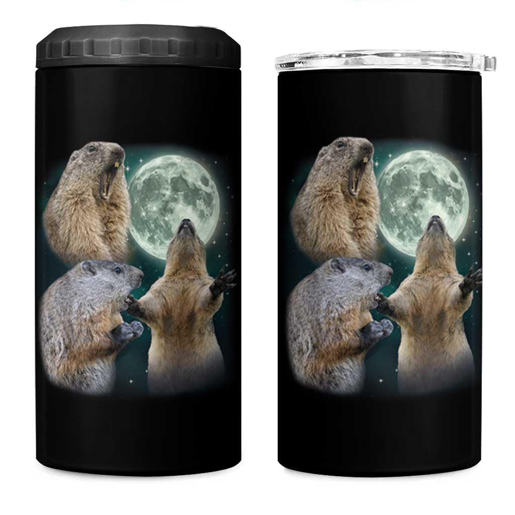 Funny Three Groundhog Moon Groundhog Day Meme 4 in 1 Can Cooler Tumbler - Wonder Print Shop