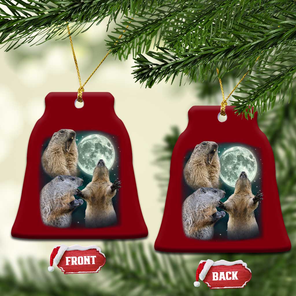 Funny Three Groundhog Moon Groundhog Day Meme Ceramic Ornament - Wonder Print Shop