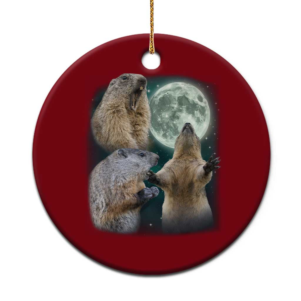 Funny Three Groundhog Moon Groundhog Day Meme Ceramic Ornament - Wonder Print Shop