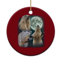 Funny Three Groundhog Moon Groundhog Day Meme Ceramic Ornament - Wonder Print Shop