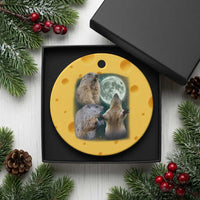 Funny Three Groundhog Moon Groundhog Day Meme Ceramic Ornament - Wonder Print Shop