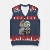 Funny Three Groundhog Moon Groundhog Day Meme V-Neck Knit Sweater Vest - Wonder Print Shop