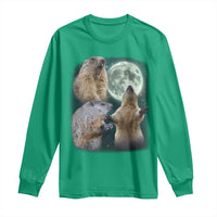 Funny Three Groundhog Moon Groundhog Day Meme Long Sleeve Shirt - Wonder Print Shop