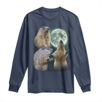 Funny Three Groundhog Moon Groundhog Day Meme Long Sleeve Shirt - Wonder Print Shop