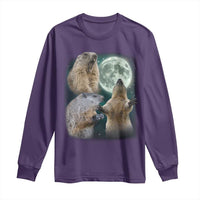 Funny Three Groundhog Moon Groundhog Day Meme Long Sleeve Shirt - Wonder Print Shop