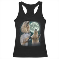 Funny Three Groundhog Moon Groundhog Day Meme Racerback Tank Top - Wonder Print Shop