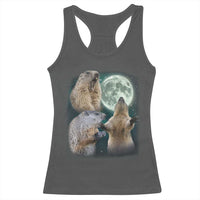 Funny Three Groundhog Moon Groundhog Day Meme Racerback Tank Top - Wonder Print Shop