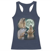 Funny Three Groundhog Moon Groundhog Day Meme Racerback Tank Top - Wonder Print Shop