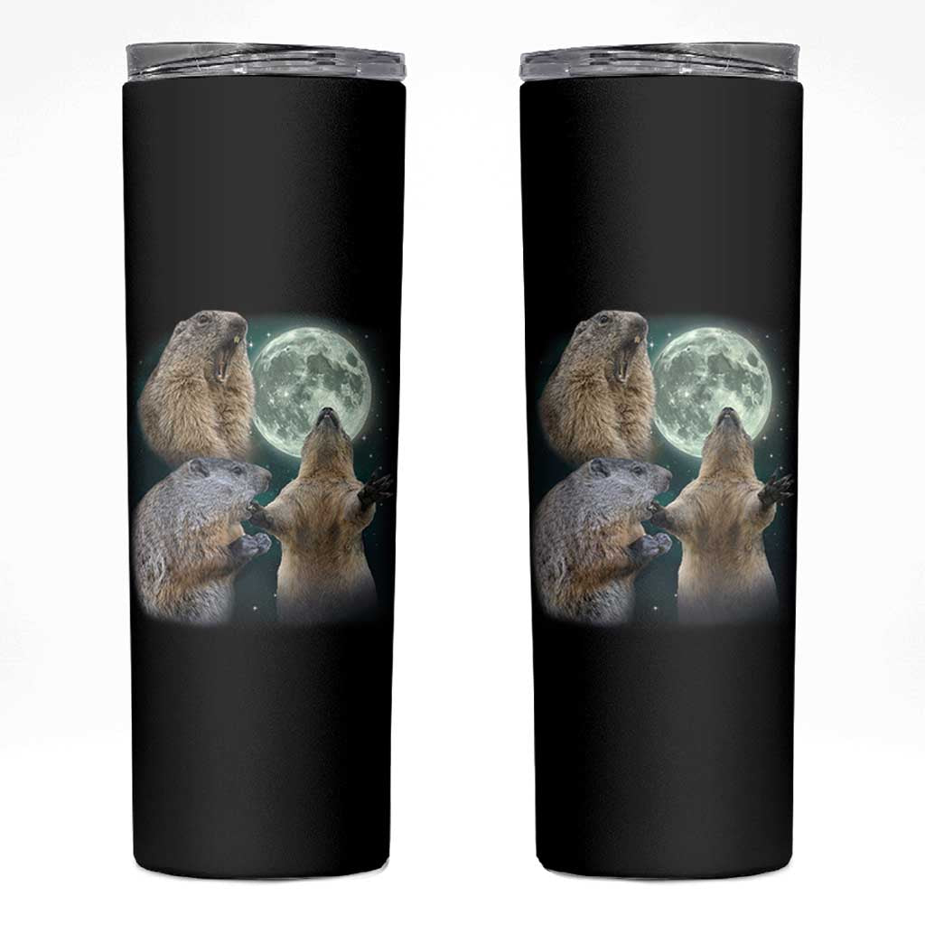 Funny Three Groundhog Moon Groundhog Day Meme Skinny Tumbler - Wonder Print Shop