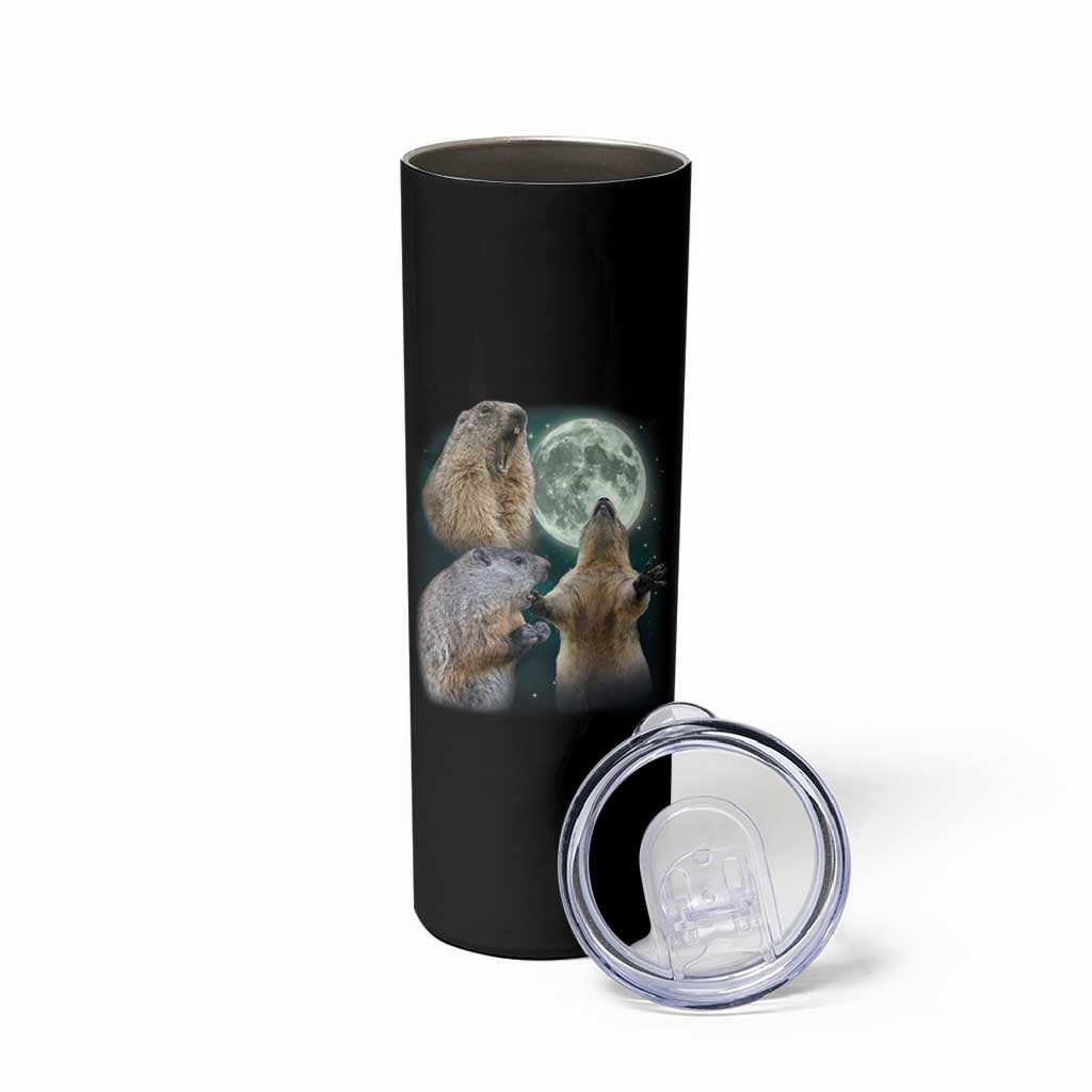 Funny Three Groundhog Moon Groundhog Day Meme Skinny Tumbler - Wonder Print Shop