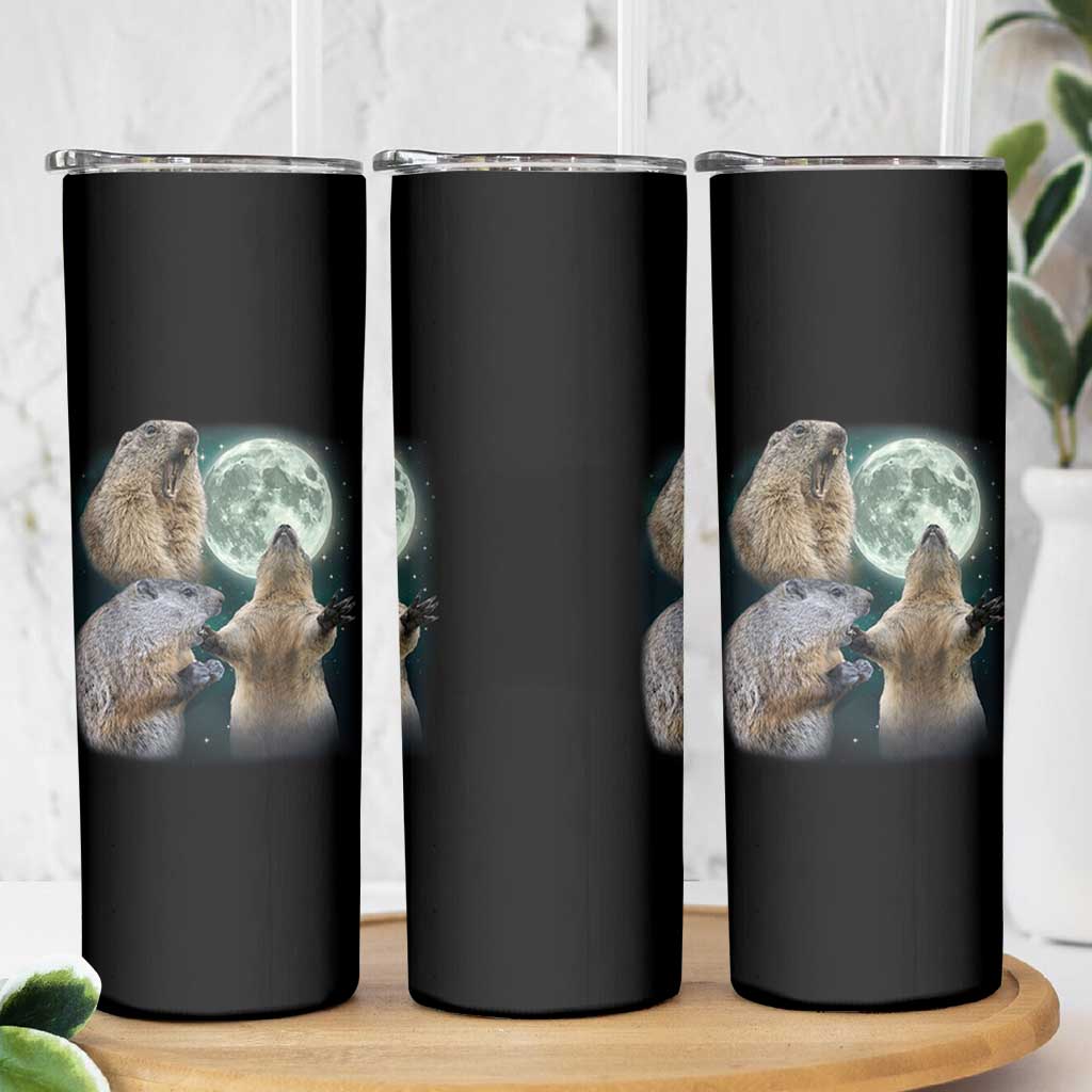 Funny Three Groundhog Moon Groundhog Day Meme Skinny Tumbler - Wonder Print Shop