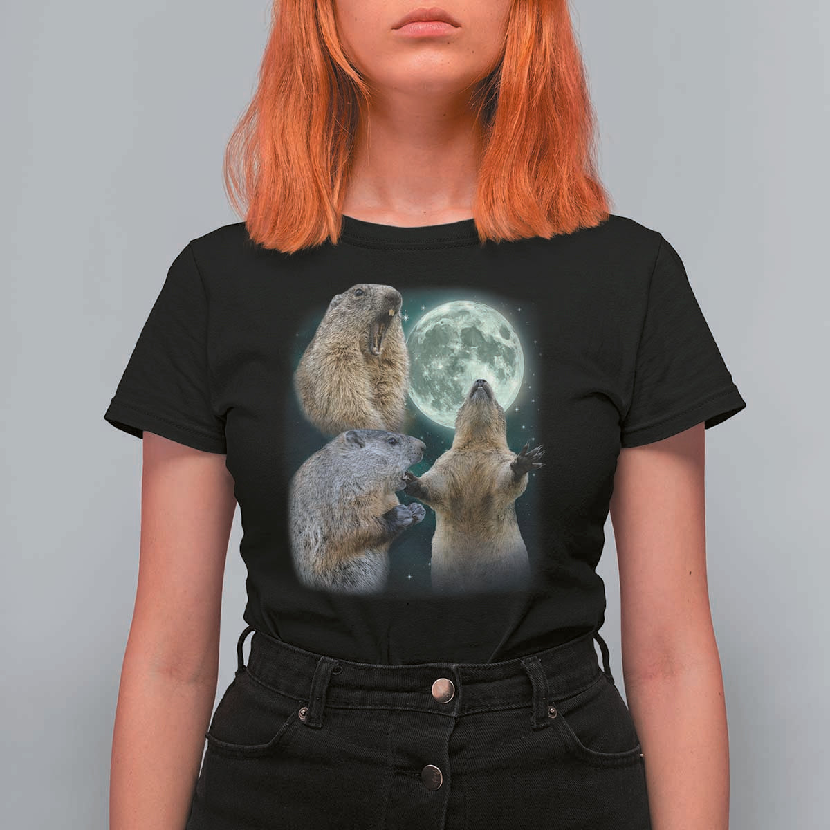Funny Three Groundhog Moon Groundhog Day Meme T Shirt For Women - Wonder Print Shop