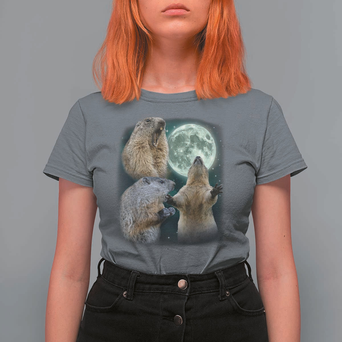 Funny Three Groundhog Moon Groundhog Day Meme T Shirt For Women - Wonder Print Shop