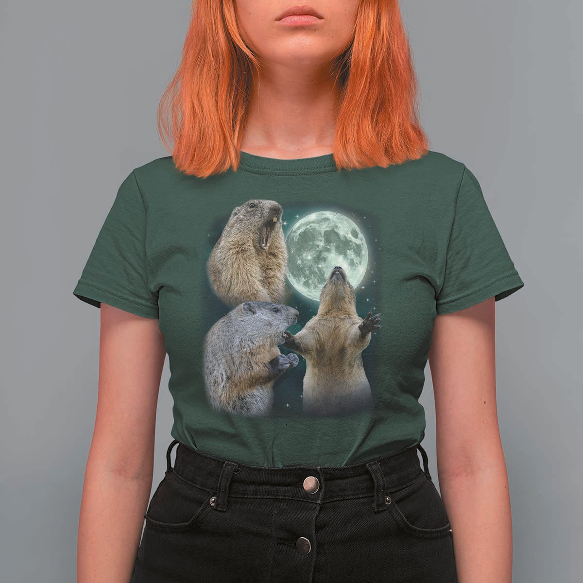 Funny Three Groundhog Moon Groundhog Day Meme T Shirt For Women - Wonder Print Shop