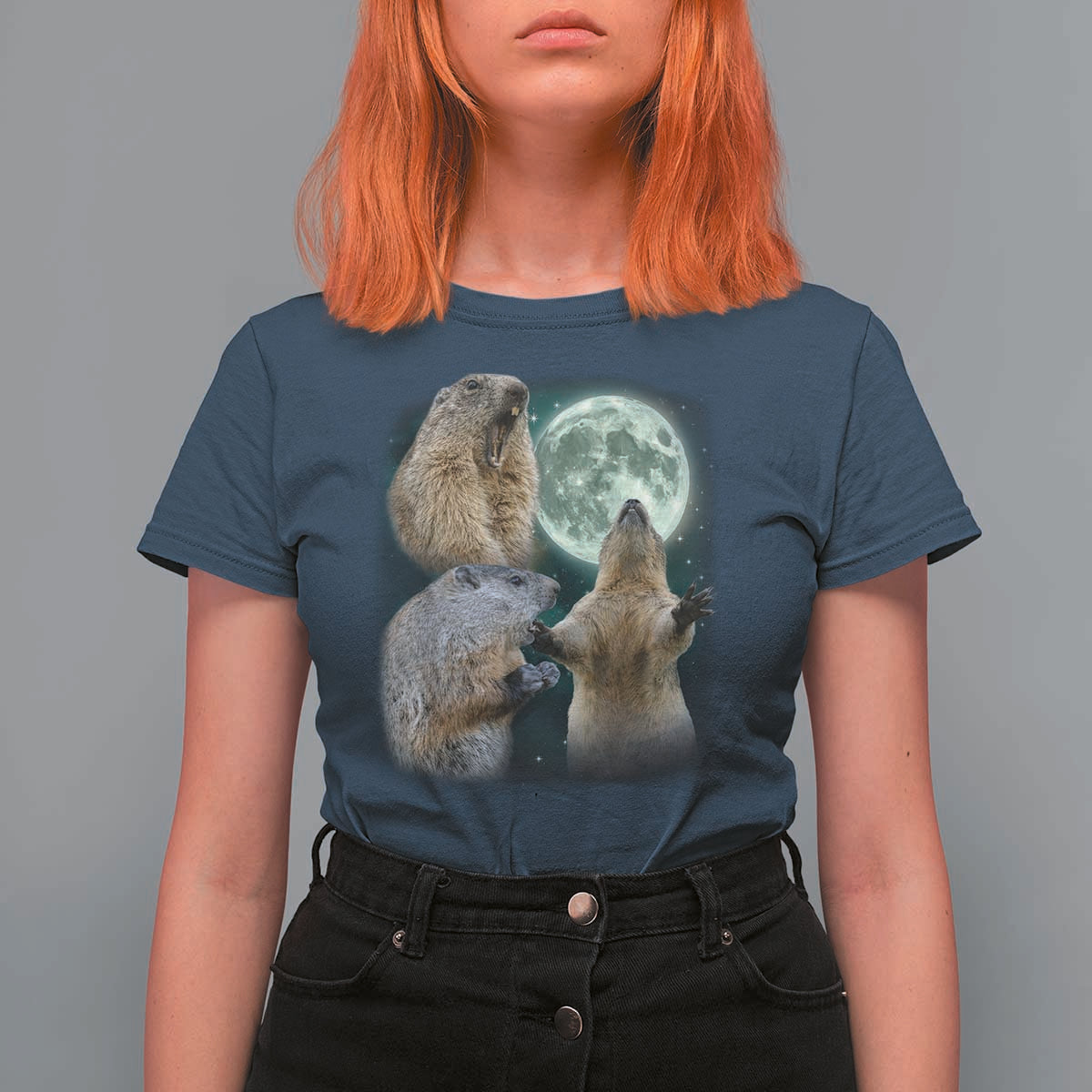 Funny Three Groundhog Moon Groundhog Day Meme T Shirt For Women - Wonder Print Shop