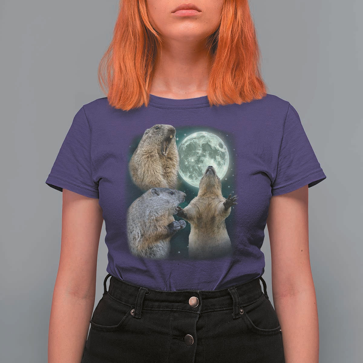 Funny Three Groundhog Moon Groundhog Day Meme T Shirt For Women - Wonder Print Shop