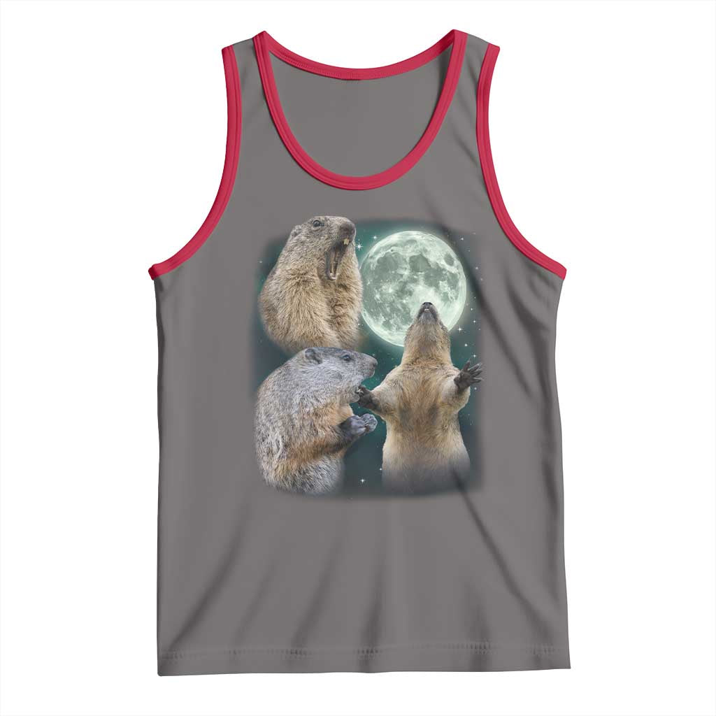 Funny Three Groundhog Moon Groundhog Day Meme Tank Top - Wonder Print Shop