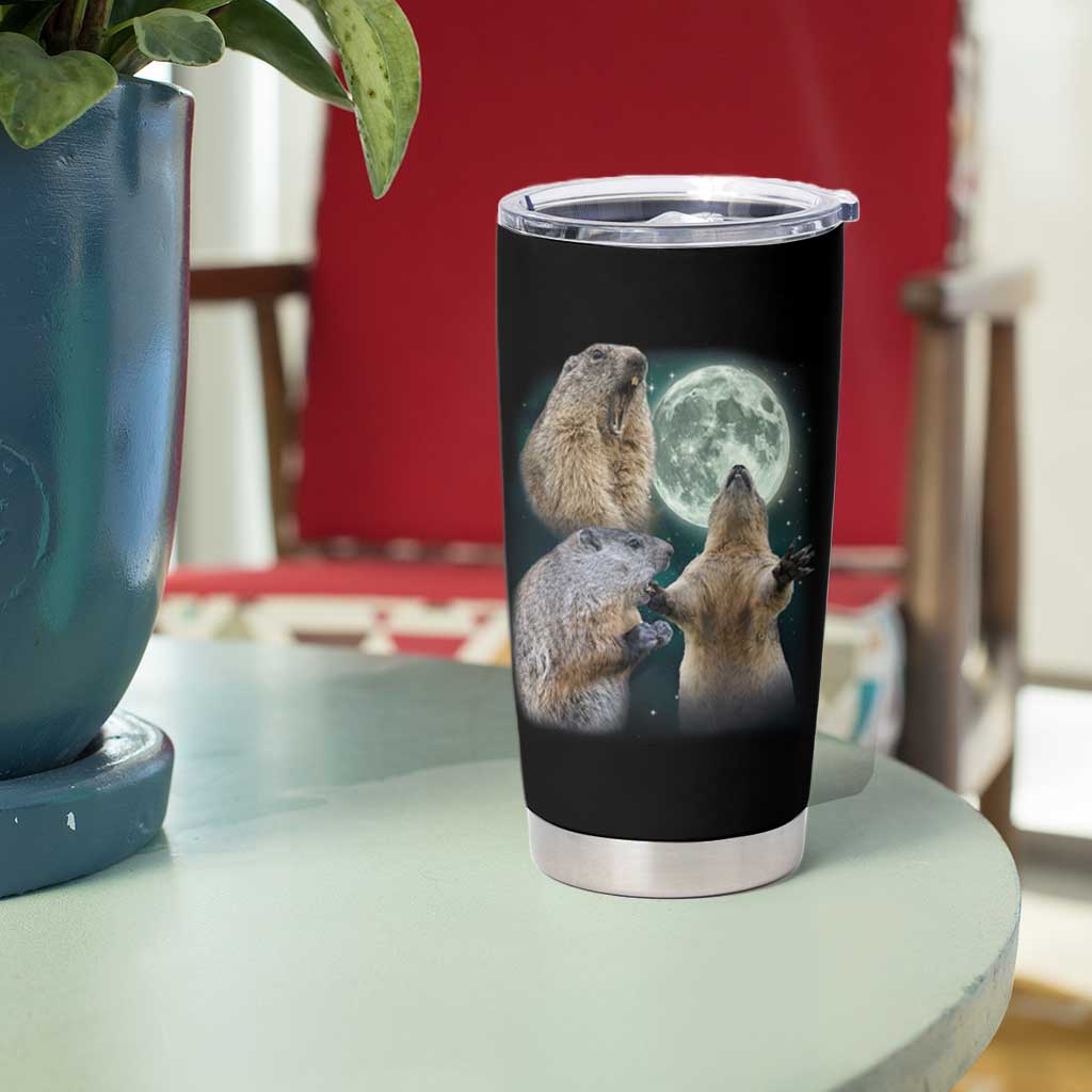 Funny Three Groundhog Moon Groundhog Day Meme Tumbler Cup - Wonder Print Shop