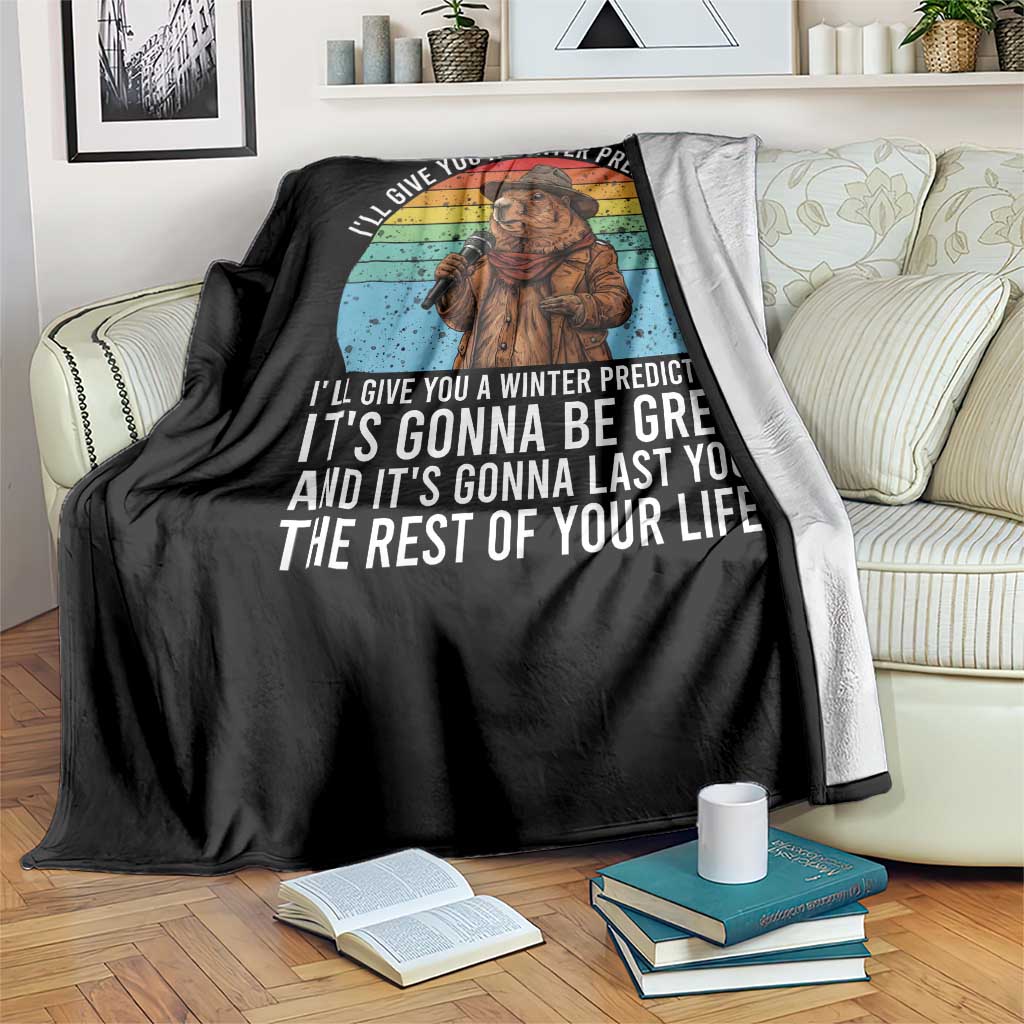Funny Groundhog Day Throw Blanket I Will Give You A Winter Prediction Woodchuck Movie