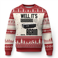 Well Its Groundhog Day Again Ugly Christmas Sweater Funny Woodchuck Groundhog - Wonder Print Shop