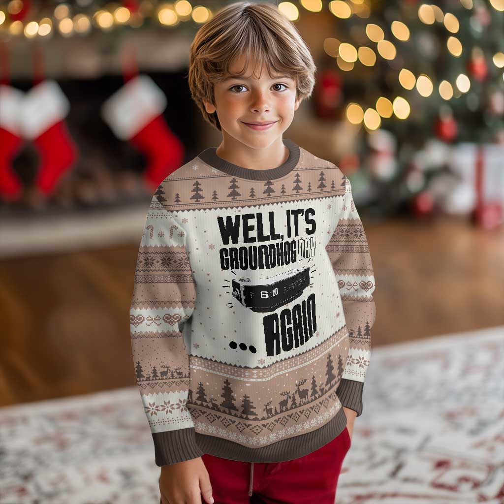 Well Its Groundhog Day Again Ugly Christmas Sweater Funny Woodchuck Groundhog - Wonder Print Shop