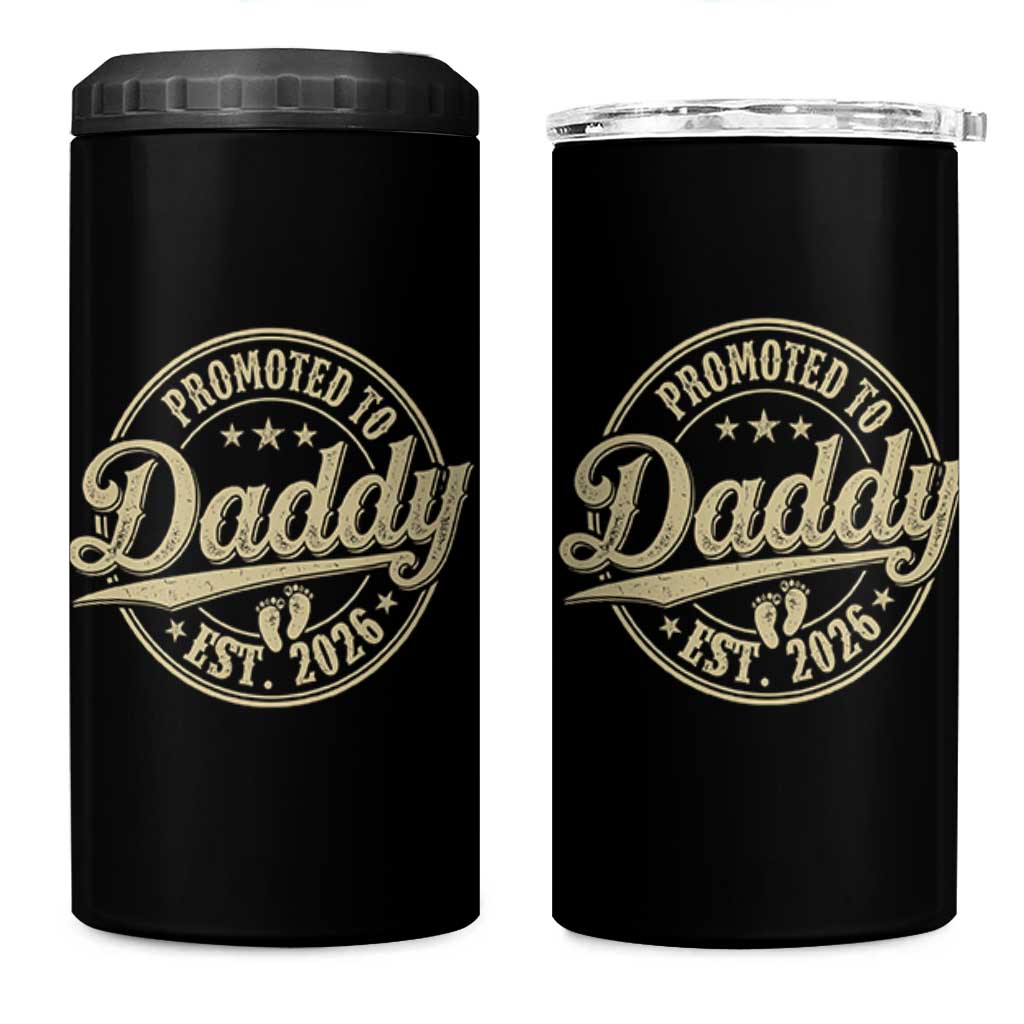Funny New Dad 2026 4 in 1 Can Cooler Tumbler Promoted To Daddy Est 2026 - Wonder Print Shop