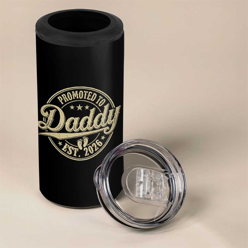 Funny New Dad 2026 4 in 1 Can Cooler Tumbler Promoted To Daddy Est 2026 - Wonder Print Shop