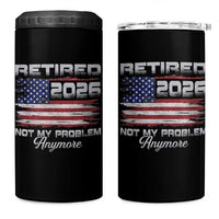 Retired 2026 Not My Problem Anymore 4 in 1 Can Cooler Tumbler Funny Retirement 2026 Vintage American Flag - Wonder Print Shop