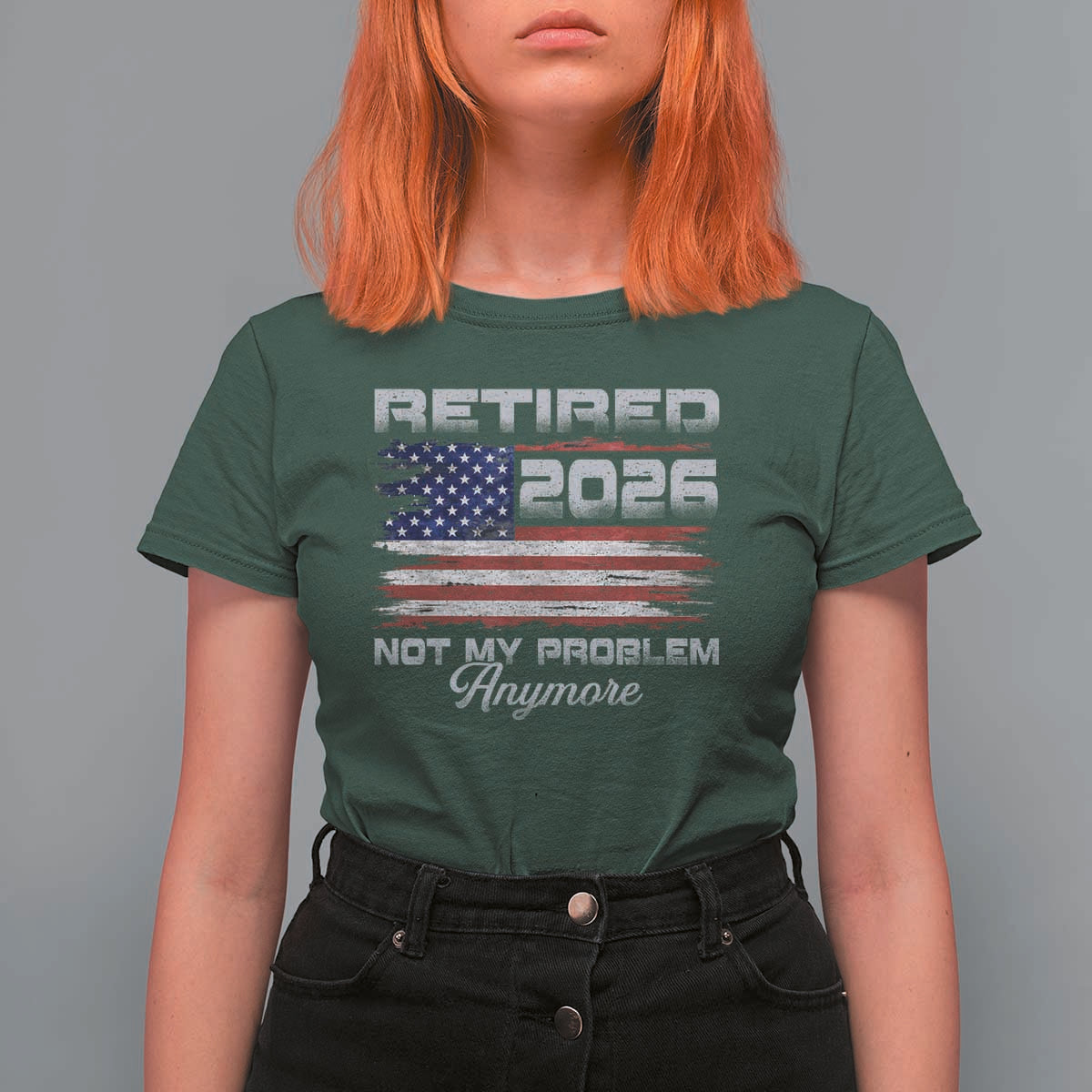 Retired 2026 Not My Problem Anymore T Shirt For Women Funny Retirement 2026 Vintage American Flag - Wonder Print Shop