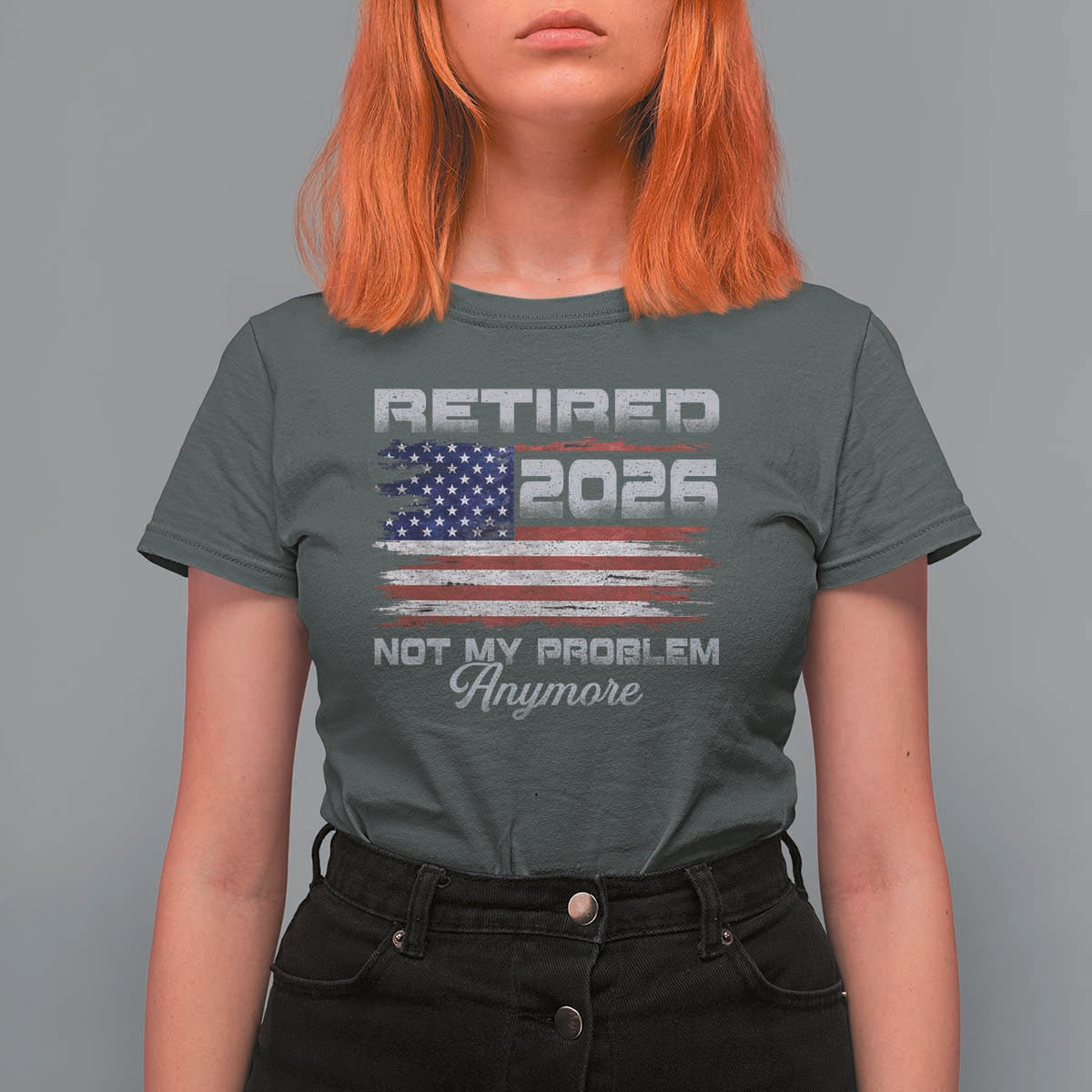 Retired 2026 Not My Problem Anymore T Shirt For Women Funny Retirement 2026 Vintage American Flag - Wonder Print Shop