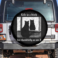 Funny Life Is A Bitch But Thankfully So Am I Spare Tire Cover Black Cat Meme - Wonder Print Shop
