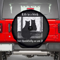 Funny Life Is A Bitch But Thankfully So Am I Spare Tire Cover Black Cat Meme - Wonder Print Shop