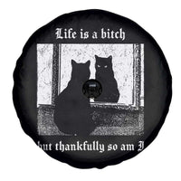 Funny Life Is A Bitch But Thankfully So Am I Spare Tire Cover Black Cat Meme - Wonder Print Shop