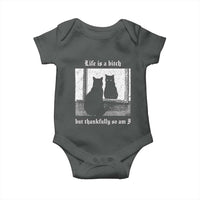 Funny Life Is A Bitch But Thankfully So Am I Baby Onesie Black Cat Meme - Wonder Print Shop