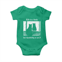 Funny Life Is A Bitch But Thankfully So Am I Baby Onesie Black Cat Meme - Wonder Print Shop