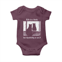Funny Life Is A Bitch But Thankfully So Am I Baby Onesie Black Cat Meme - Wonder Print Shop