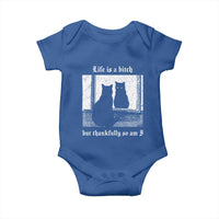 Funny Life Is A Bitch But Thankfully So Am I Baby Onesie Black Cat Meme - Wonder Print Shop