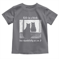 Funny Life Is A Bitch But Thankfully So Am I Toddler T Shirt Black Cat Meme - Wonder Print Shop