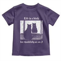 Funny Life Is A Bitch But Thankfully So Am I Toddler T Shirt Black Cat Meme - Wonder Print Shop