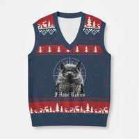 I Have Rabies Bat V-Neck Knit Sweater Vest Funny Meme Quotes Gothic - Wonder Print Shop