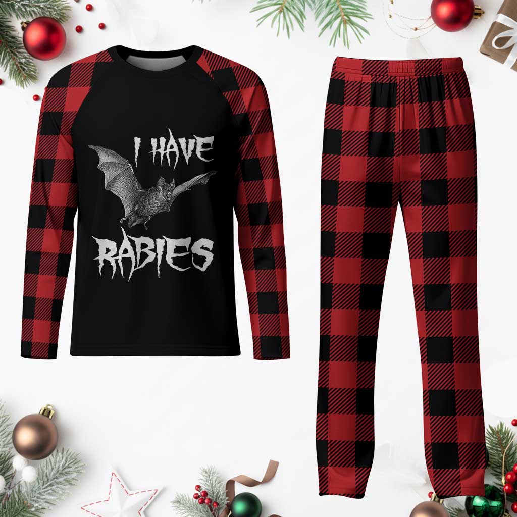 I Have Rabies Bat Plaid Pajama Set Funny Meme Quotes - Wonder Print Shop