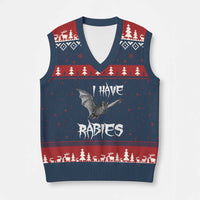 I Have Rabies Bat V-Neck Knit Sweater Vest Funny Meme Quotes - Wonder Print Shop